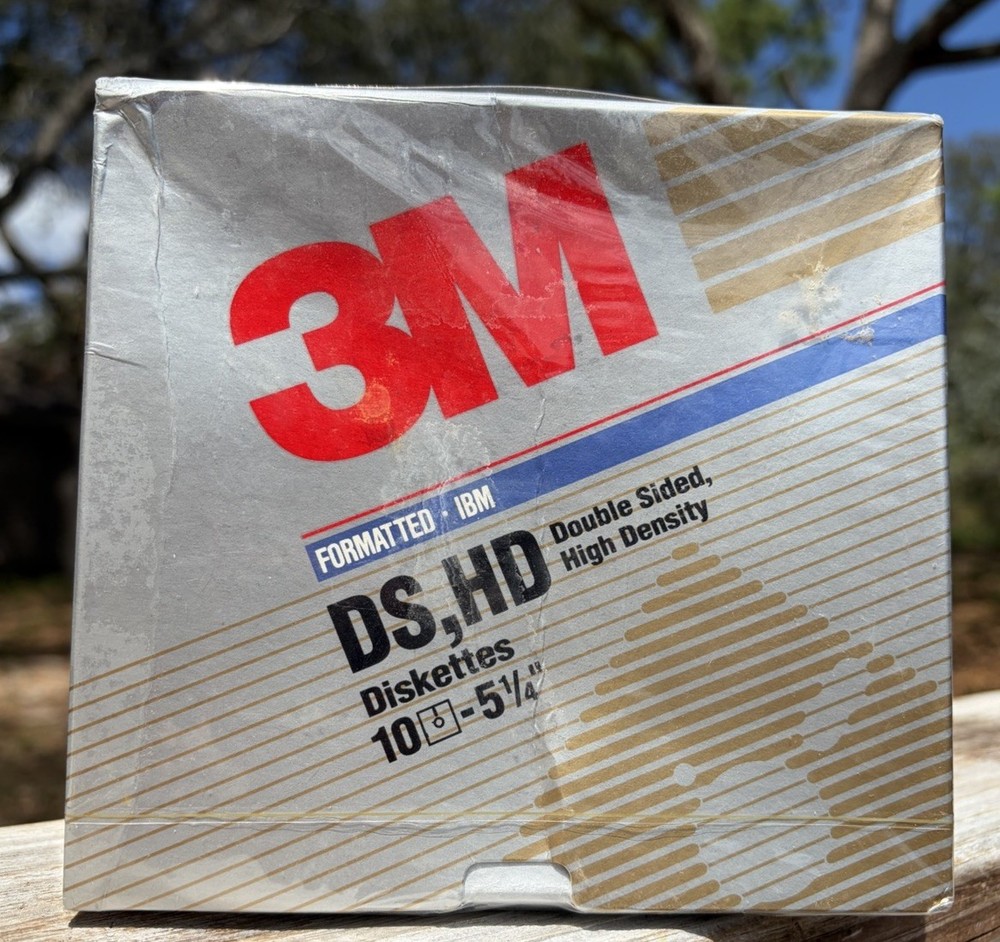 3M 5.25" Diskettes 10 PACK IBM formatted Double Sided High Density New Box Worn