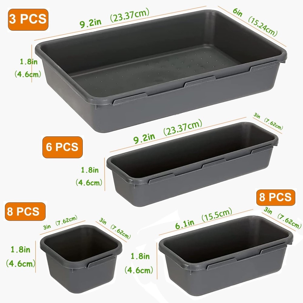 25 PCS Interlocking Desk Drawer Organizer Separator for Office,Bathroom,Kitch...