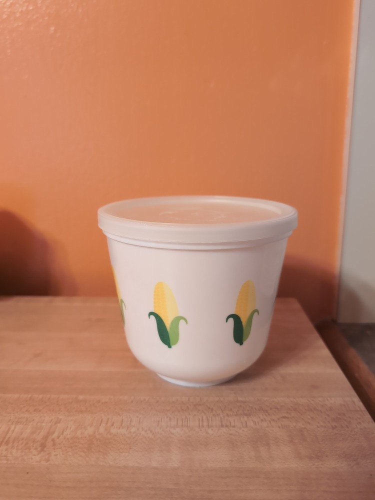 VTG Fleischmann's Margarine Plastic Container Corn Cob Pattern With Lid 4” Tall