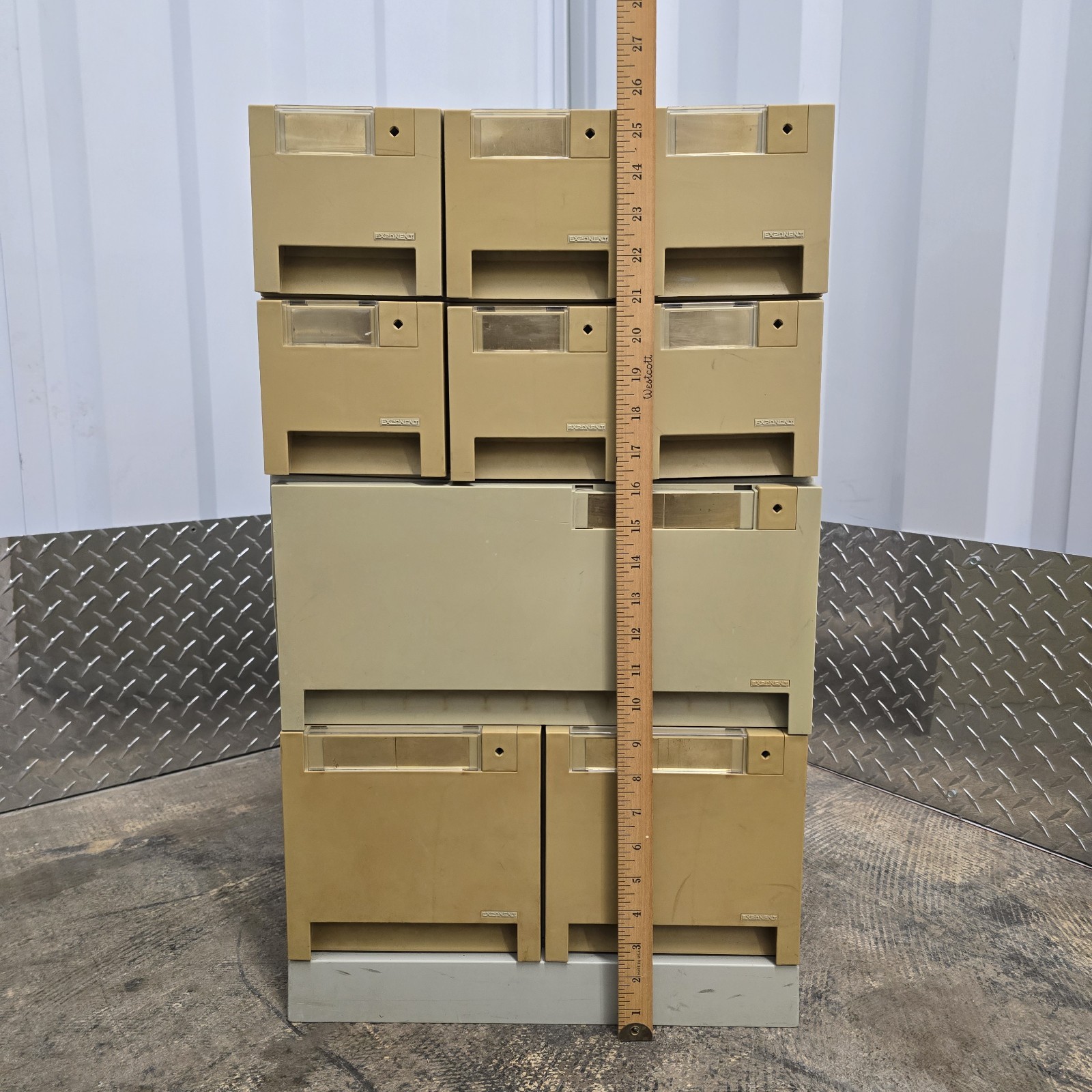 Exponent Vintage 9 Drawer Media Storage 3.5" & 5.25" Floppy Disk 1988 Italy