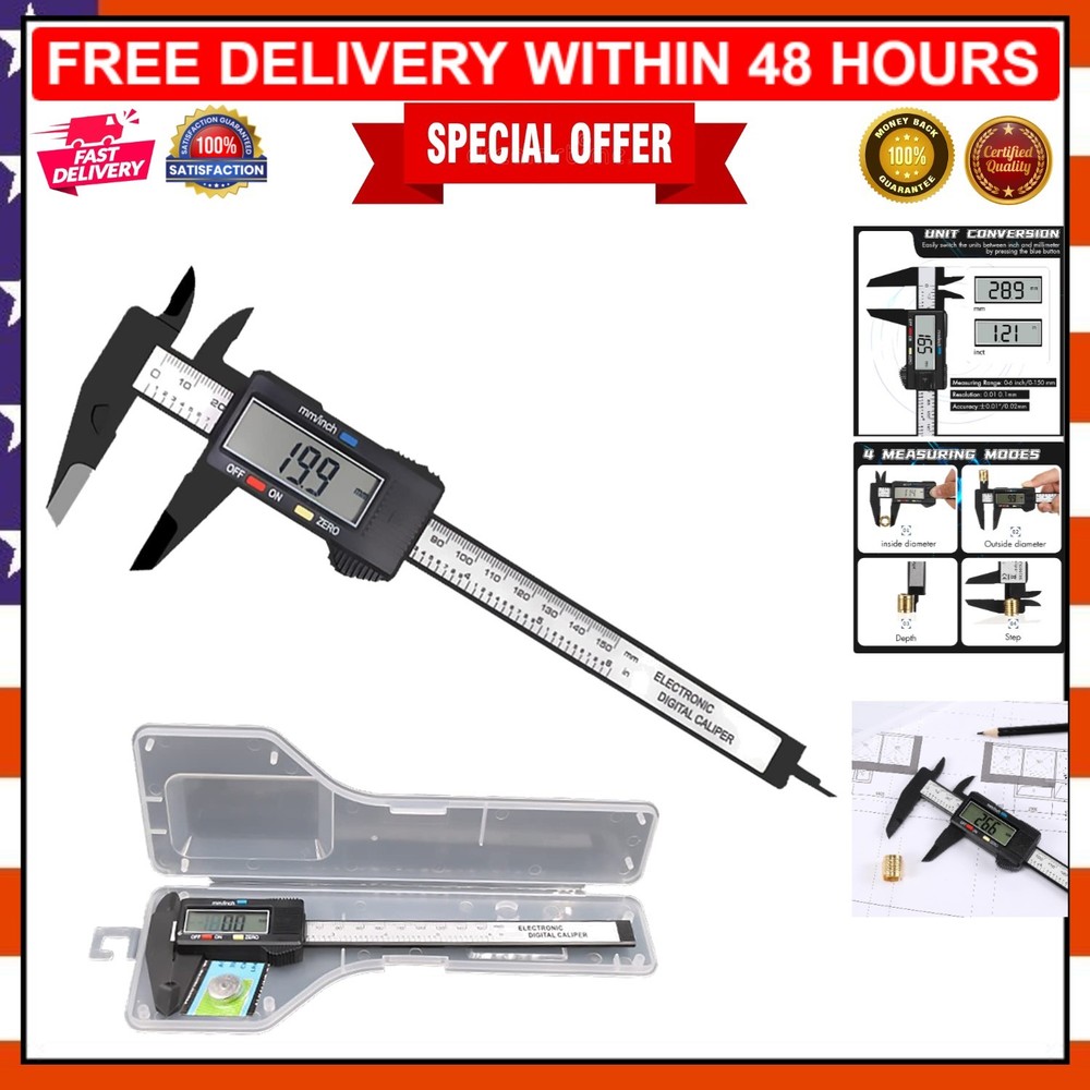 Accurate Digital Caliper Tool, 0-150mm, LCD Display with Zero Reset Function