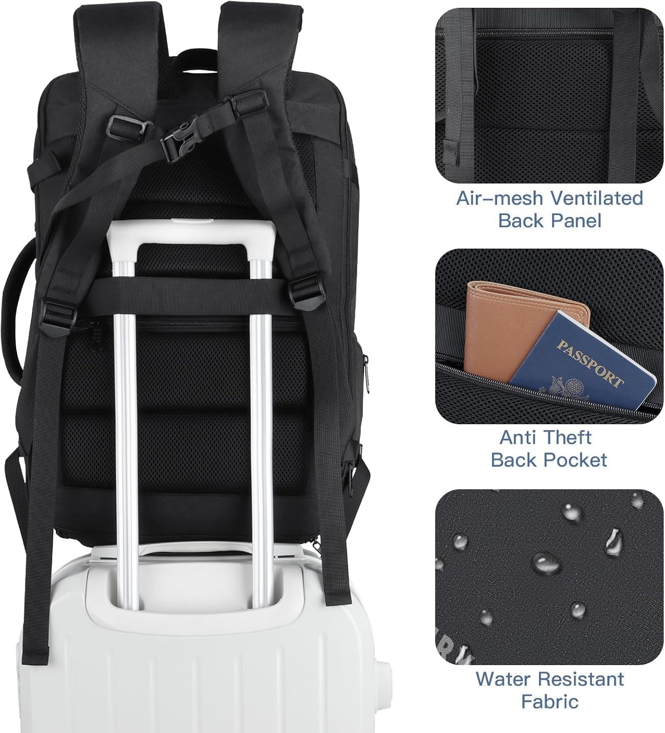 Carry On Backpack, 50L Travel Backpack, Luggage Backpack TSA Flight Approved ...