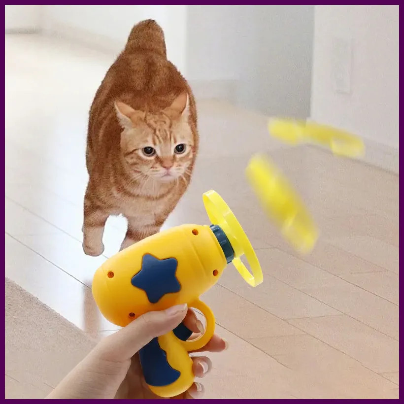 Funny Cat Toy Interactive Launch Pet Training Toy For Kitten Mini Flying Disc.