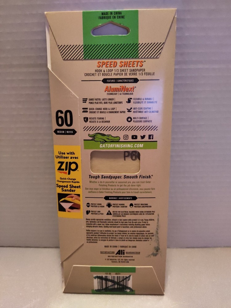 Gator 60 Medium 7241-012 6 PC's Sand Paper Speed Sheets