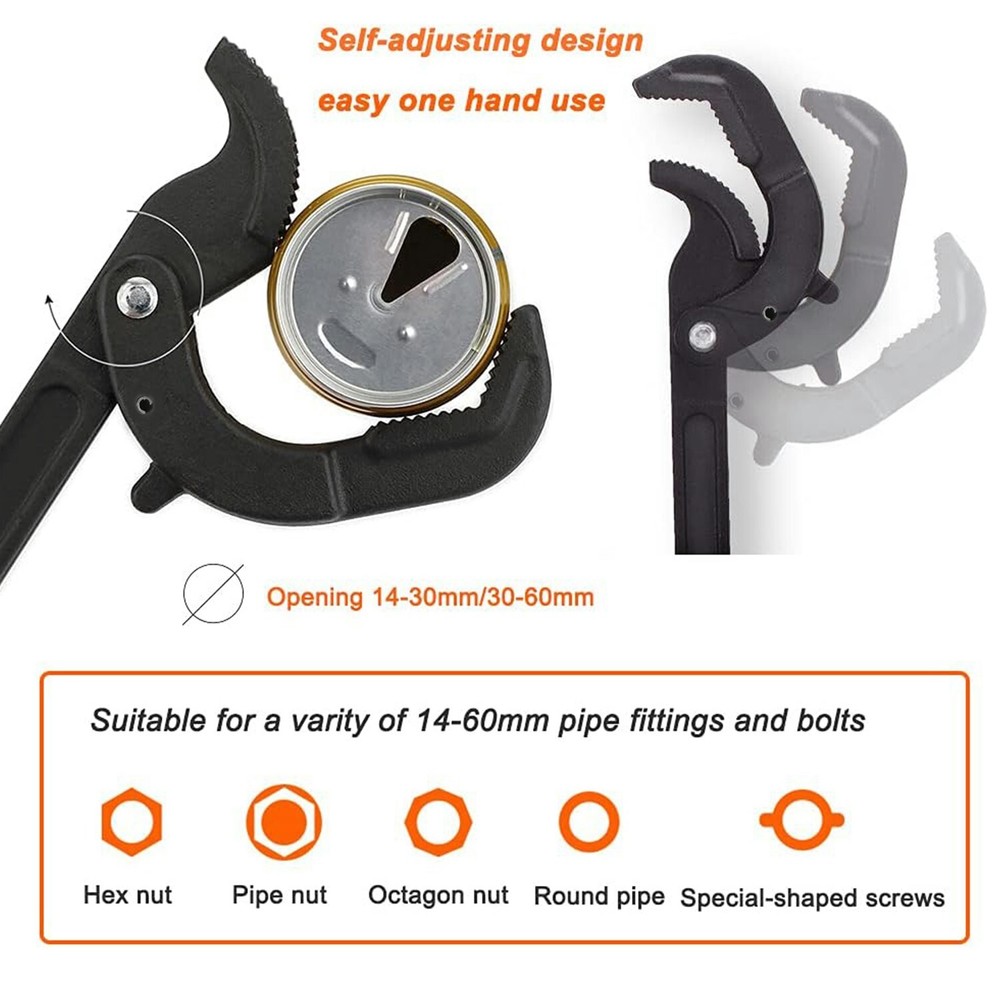 2 Pcs Multi-function Universal Wrench Set Self Adjusting, Power Grip for Autos