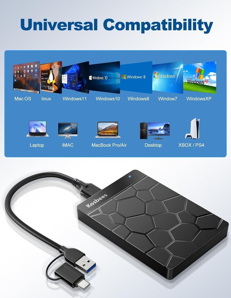 Compact 500GB External Hard Drive for Multimedia Storage