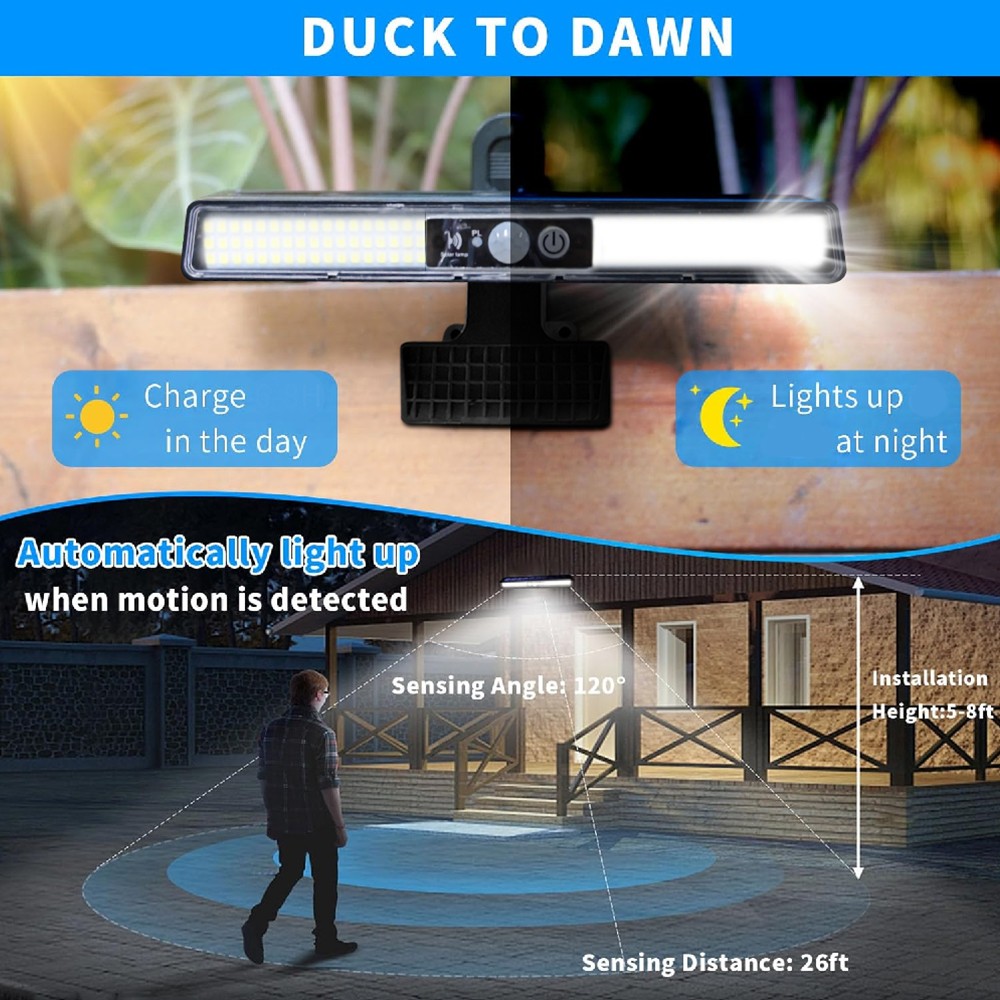 Solar Lights Outdoor Tree Clip Motion Sensor Security Wall Camping Light 3 Modes
