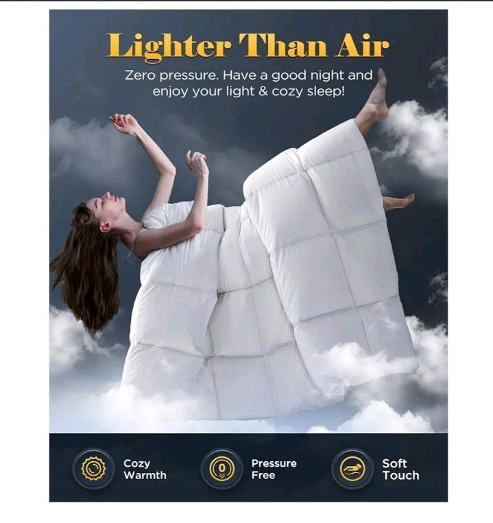 3D Baffle Box Real Down Comforter, White Feathers Down Comforters Queen Size