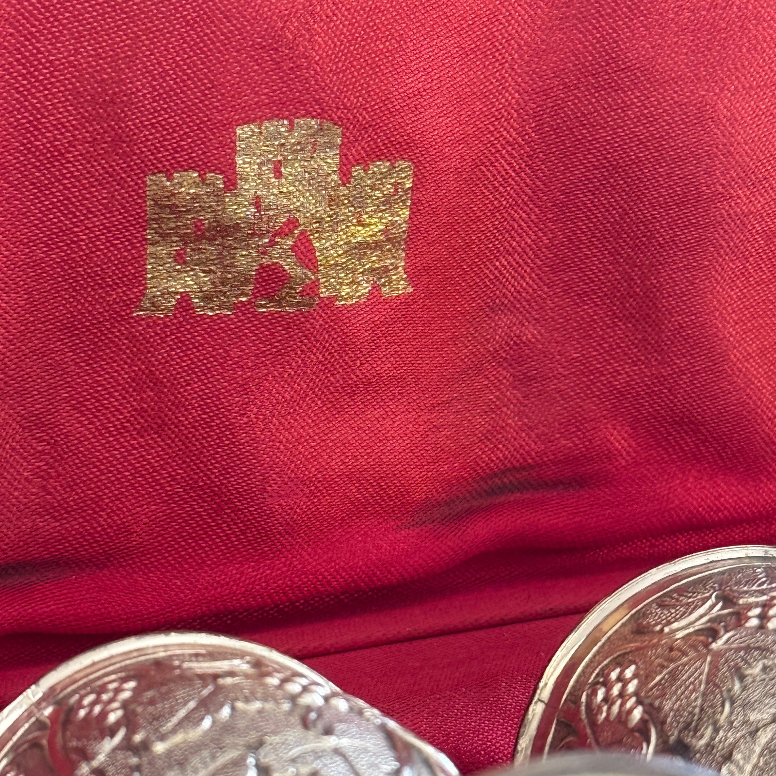 Vintage Victorian Barware with Cherub & Grapes - 4 Small Plated Wine Goblets