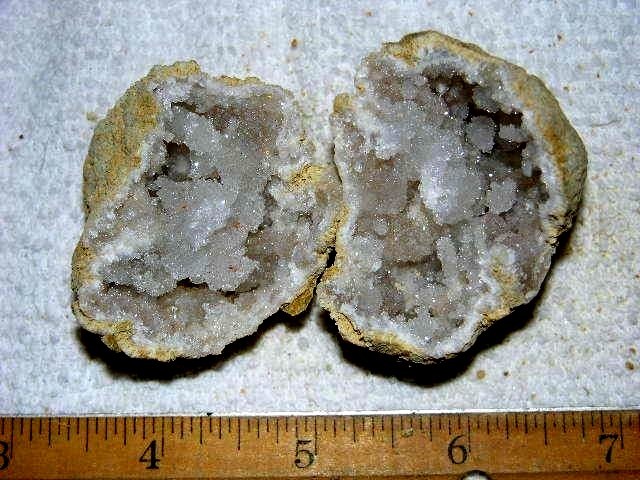 Geode pair opened with crystal centers 2 inch G14