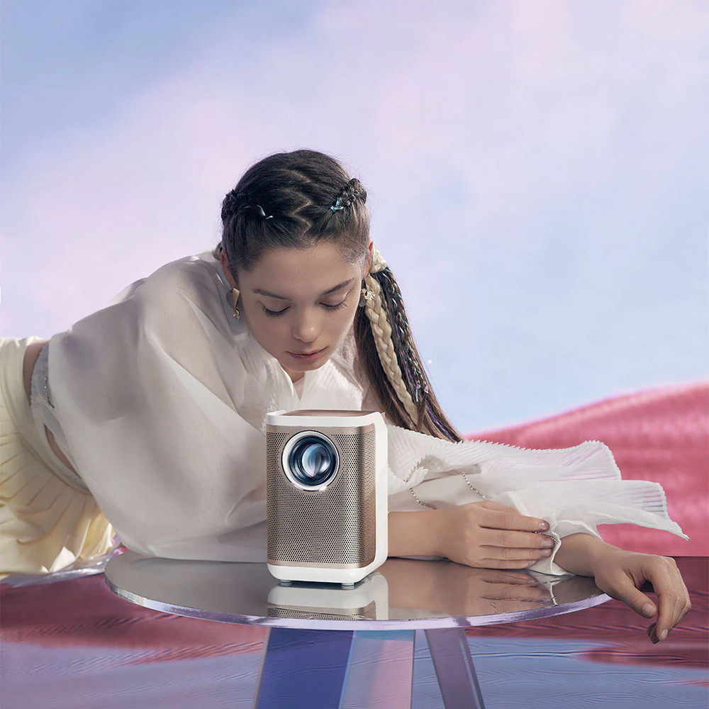 ZEEMR D1 PRO Home Smart Portable Projector 1080p w/ 4k Decoding -White