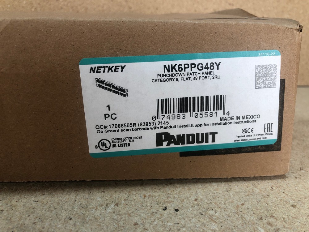 Panduit NetKey 48-Port Cat6 Punchdown Patch Panel NK6PPG48Y (Multi Available)