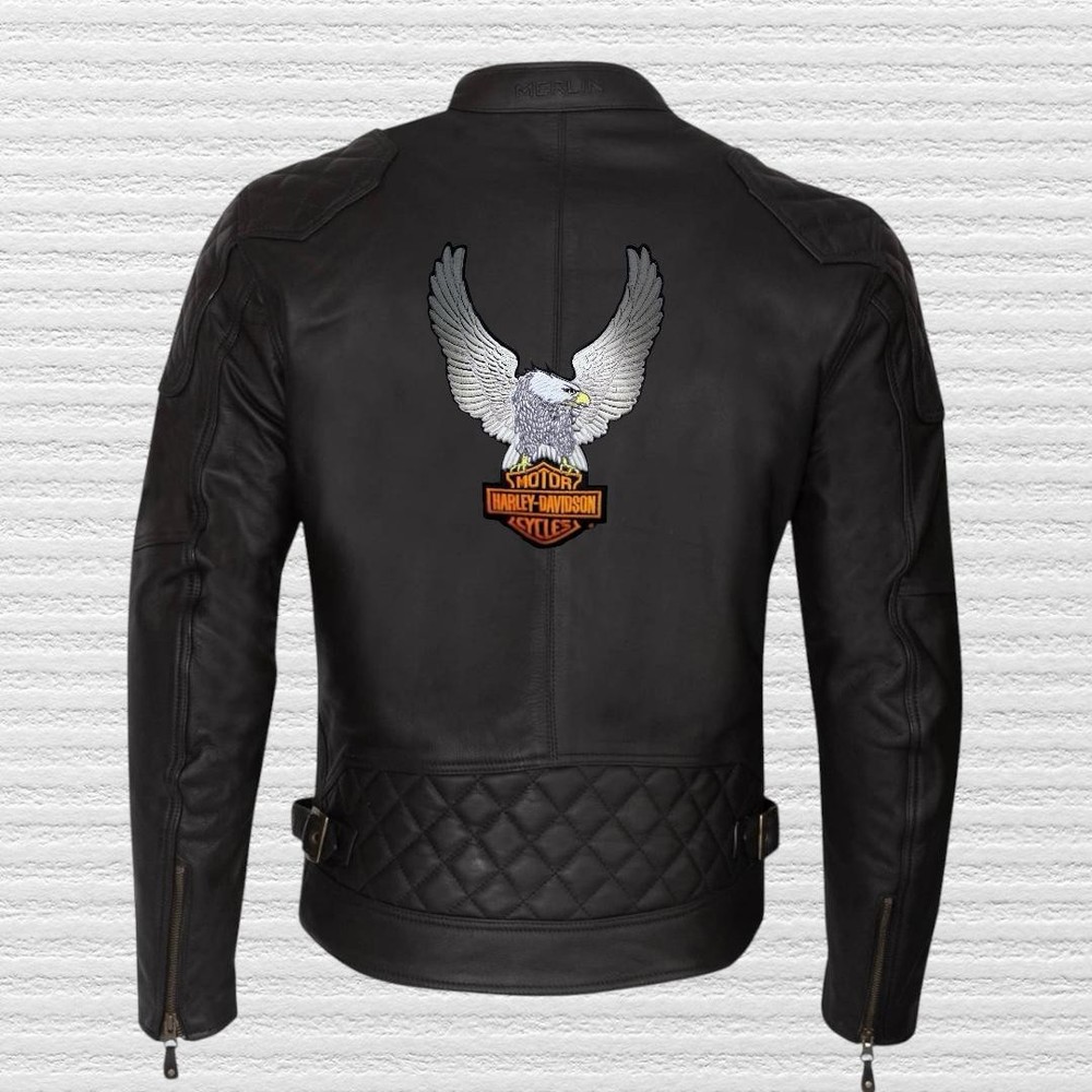 Harley-Davidson Motorcycle Embroidery Patch Silver Eagle Iron-On Sew Back Patch