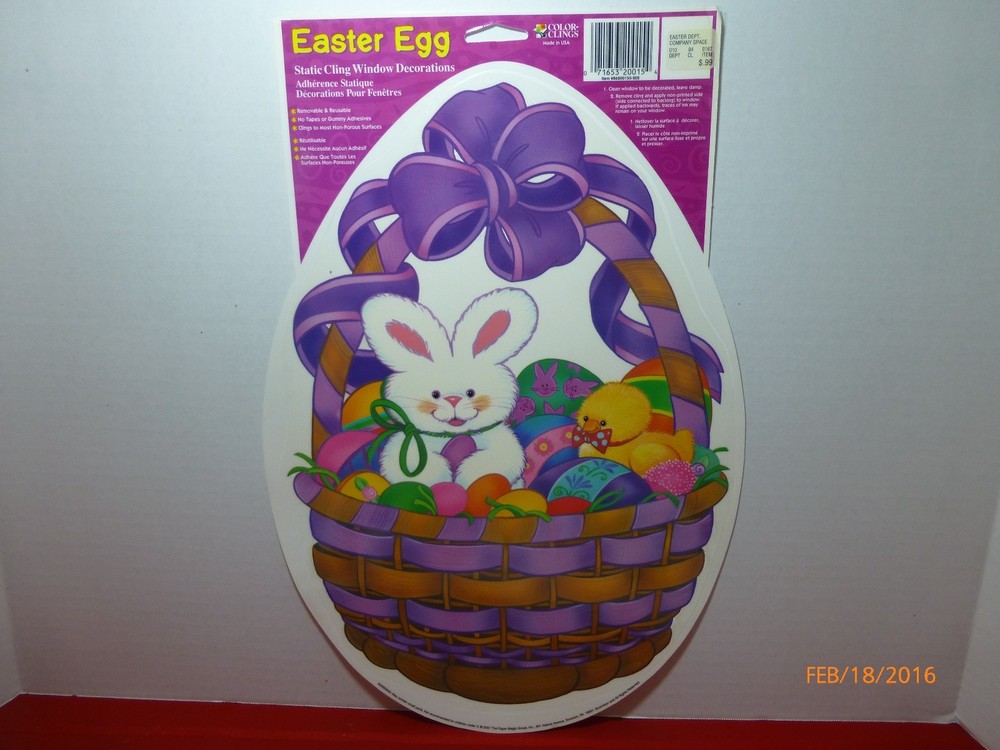 Easter Window Clings Bunnies Chicks Eggs Reusable Stickers Decals 8 Full Sheets