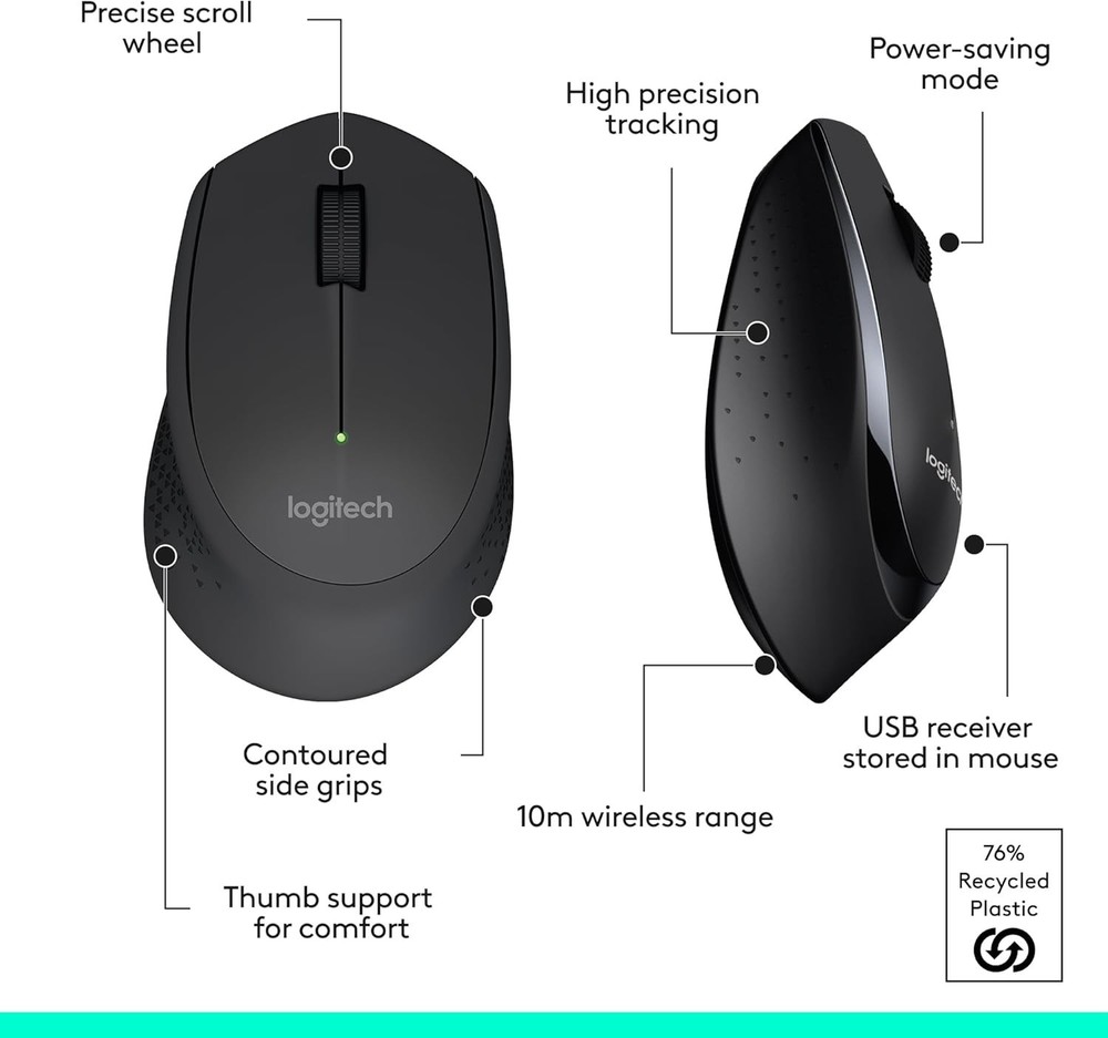 Reliable MK345 Wireless Keyboard & Mouse - Plug & Play, Spill-Resistant Design