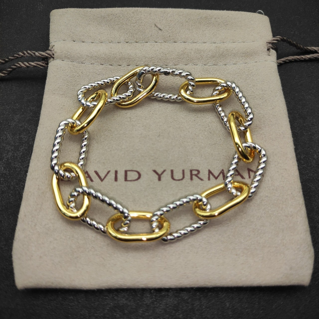David Yurman Madison Chain Bracelet Sterling Silver w/ 18K Gold sz M