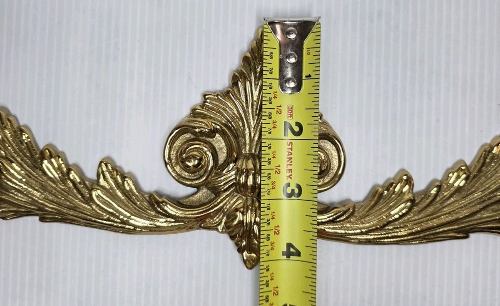 Solid Brass Victorian Scroll Wall Accent 2 Two Open Pediment Decorations NEW