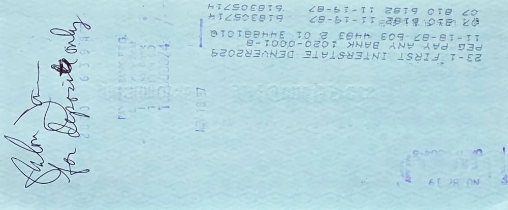 Check/Document - Rulon Jones - autographed signed