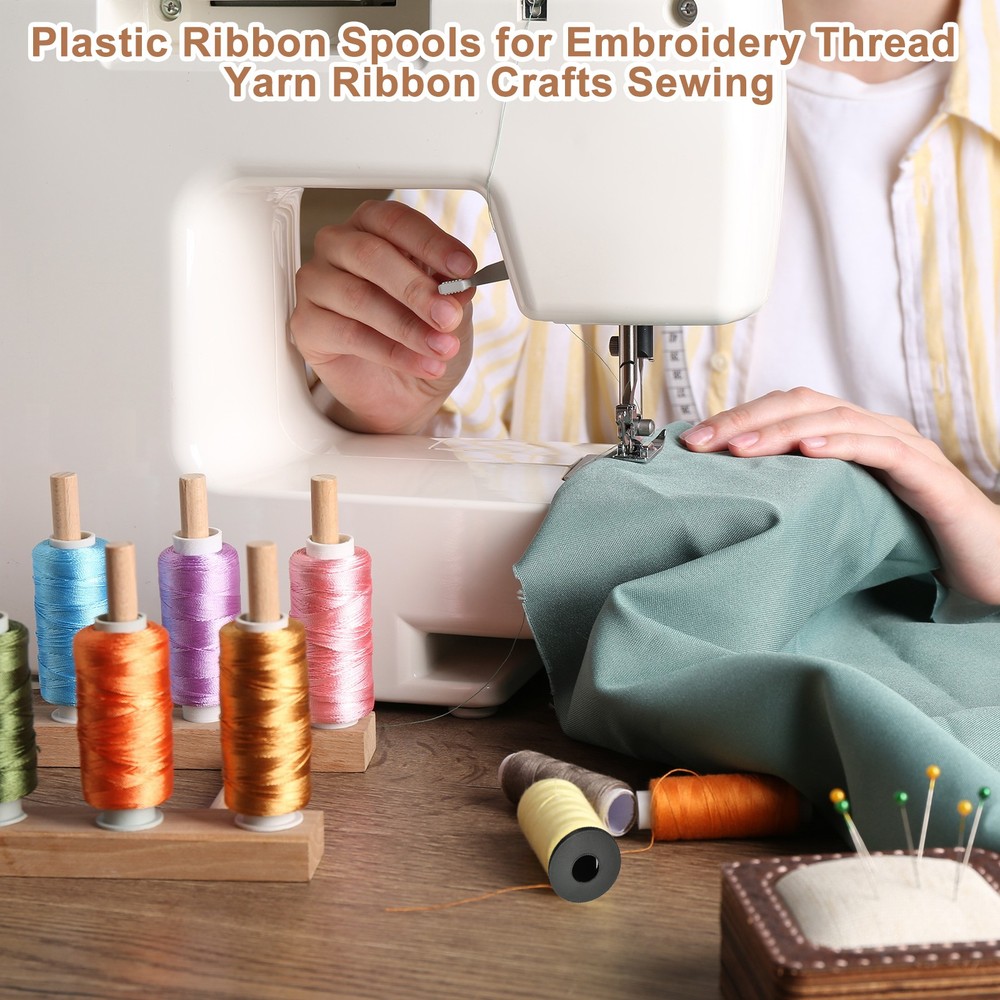 4pcs 3.9" Floss Bobbins Plastic Empty Thread Spools Weaving Bobbin Black