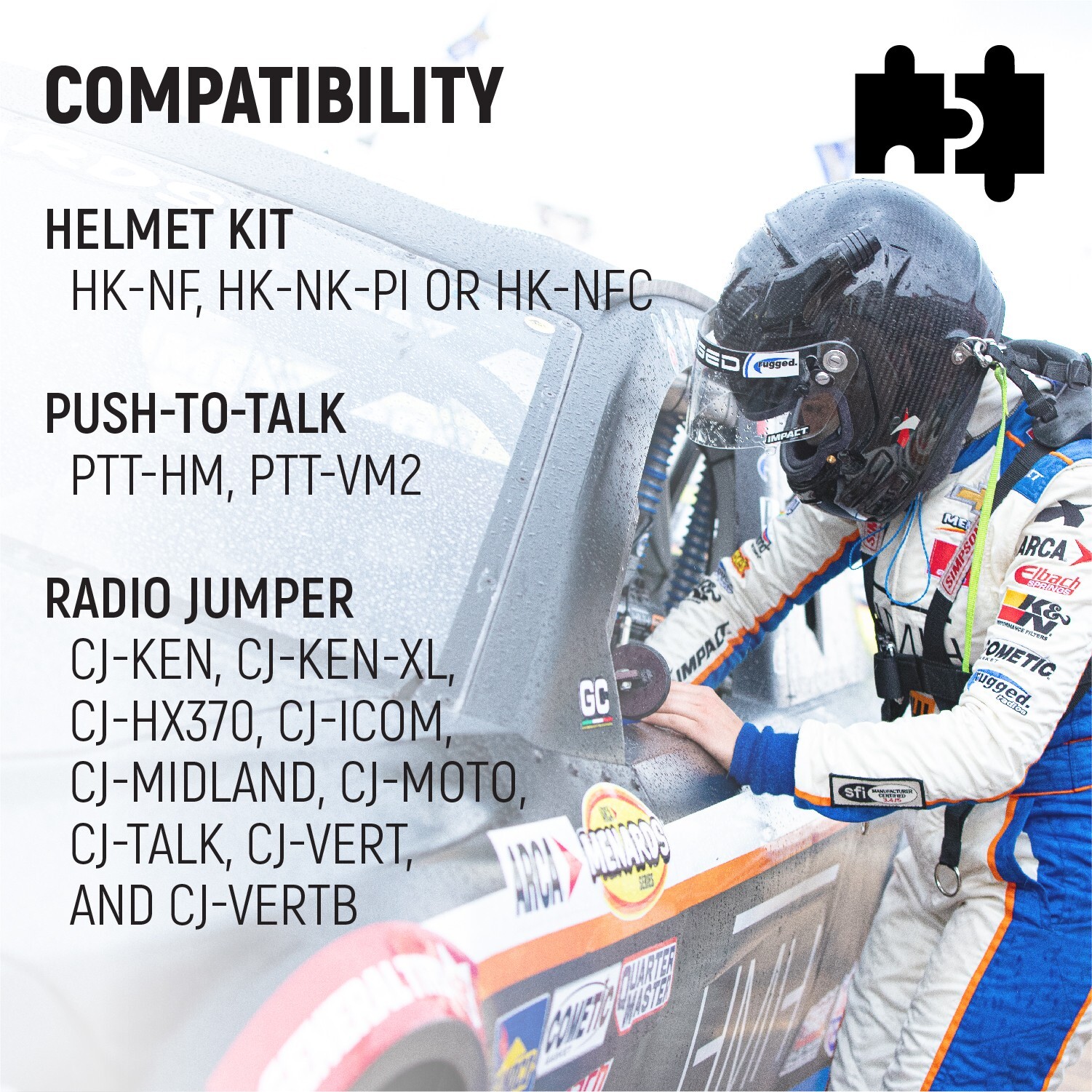 Rugged NASCAR Pro Drivers Car Harness Racing Radios Communications Electronics