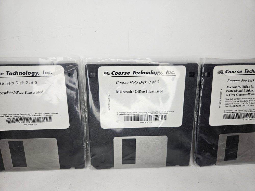 Vintage 3.5 Disk (4) Microsoft Office Illustrated Windows 95 UNTESTED
