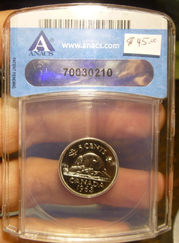 1963 Canada 5 Cents ANACS PL MS66