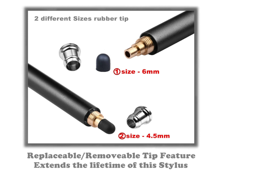 Touch Screen Pen 2 in 1 Stylus Tablet Smartphone Rubber Tip 20 Replacement Tips