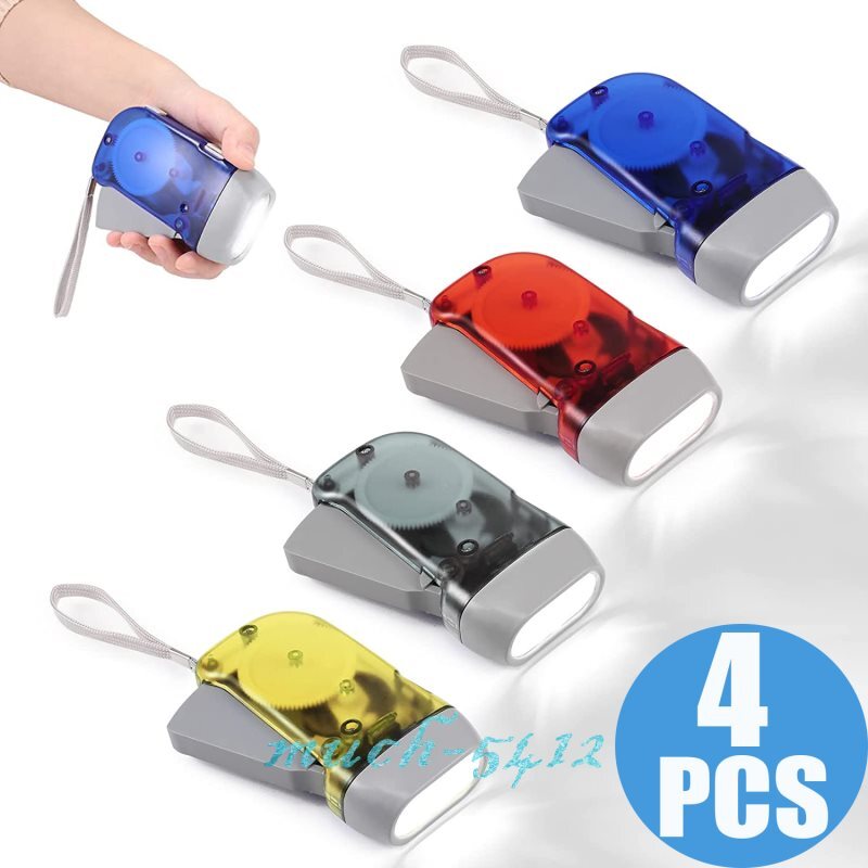 Hand Crank Pressing Dynamo Portable LED Camping Flashlight Manual Torch Light