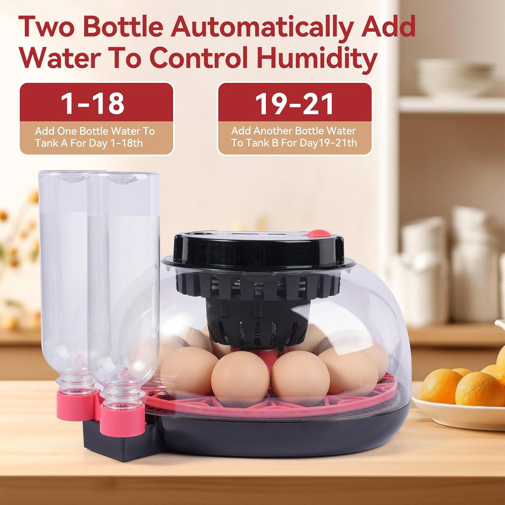 12 Egg Incubators with Temperature and Humidity Control Automatic Eggs Turner Eg