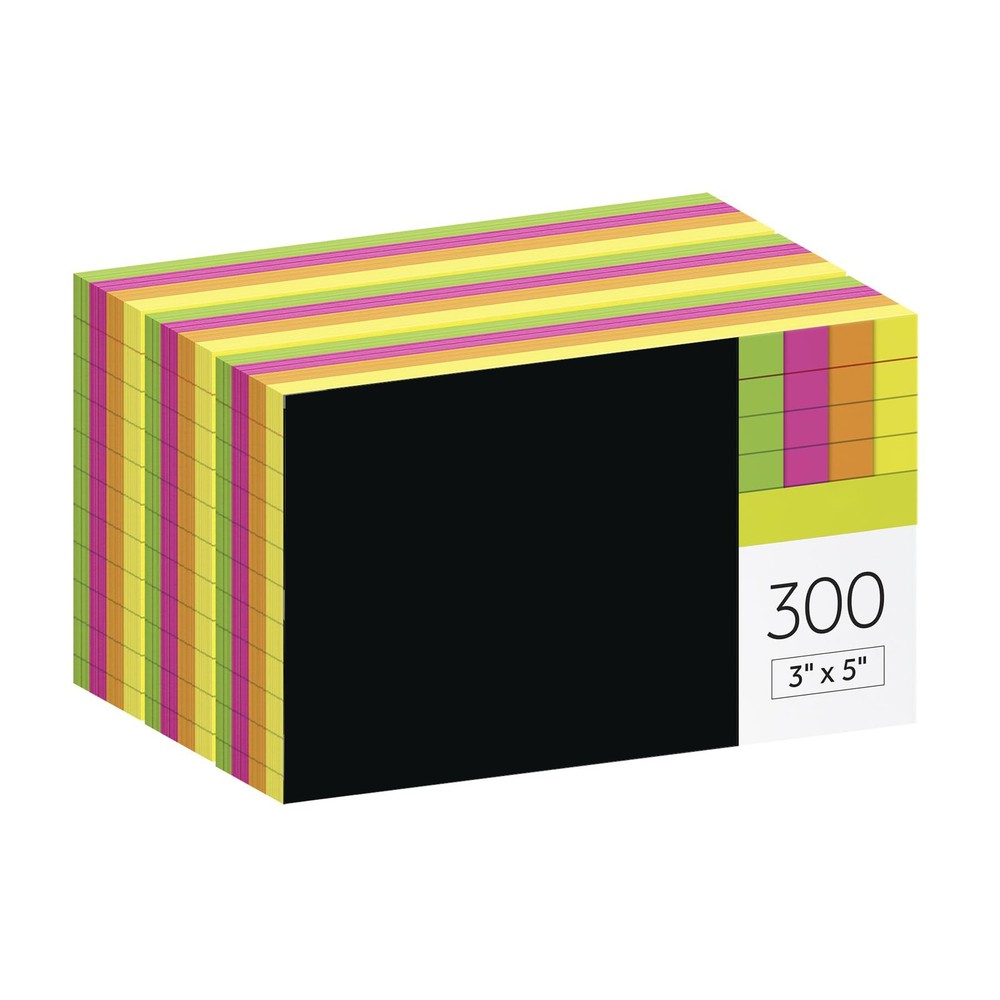 Ruled Index Cards 3x5, Neon Assorted, 300 Sheets, Study Notes
