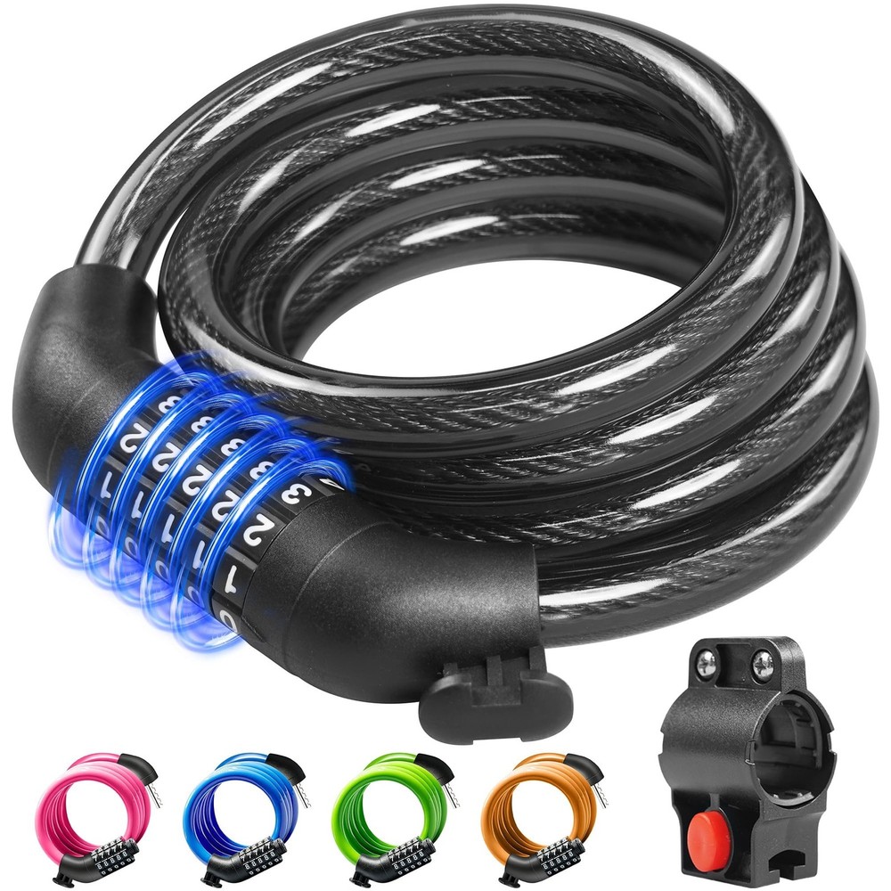 Bike Lock Cable with Combination,High Security 5-Digit Resettable Combination...
