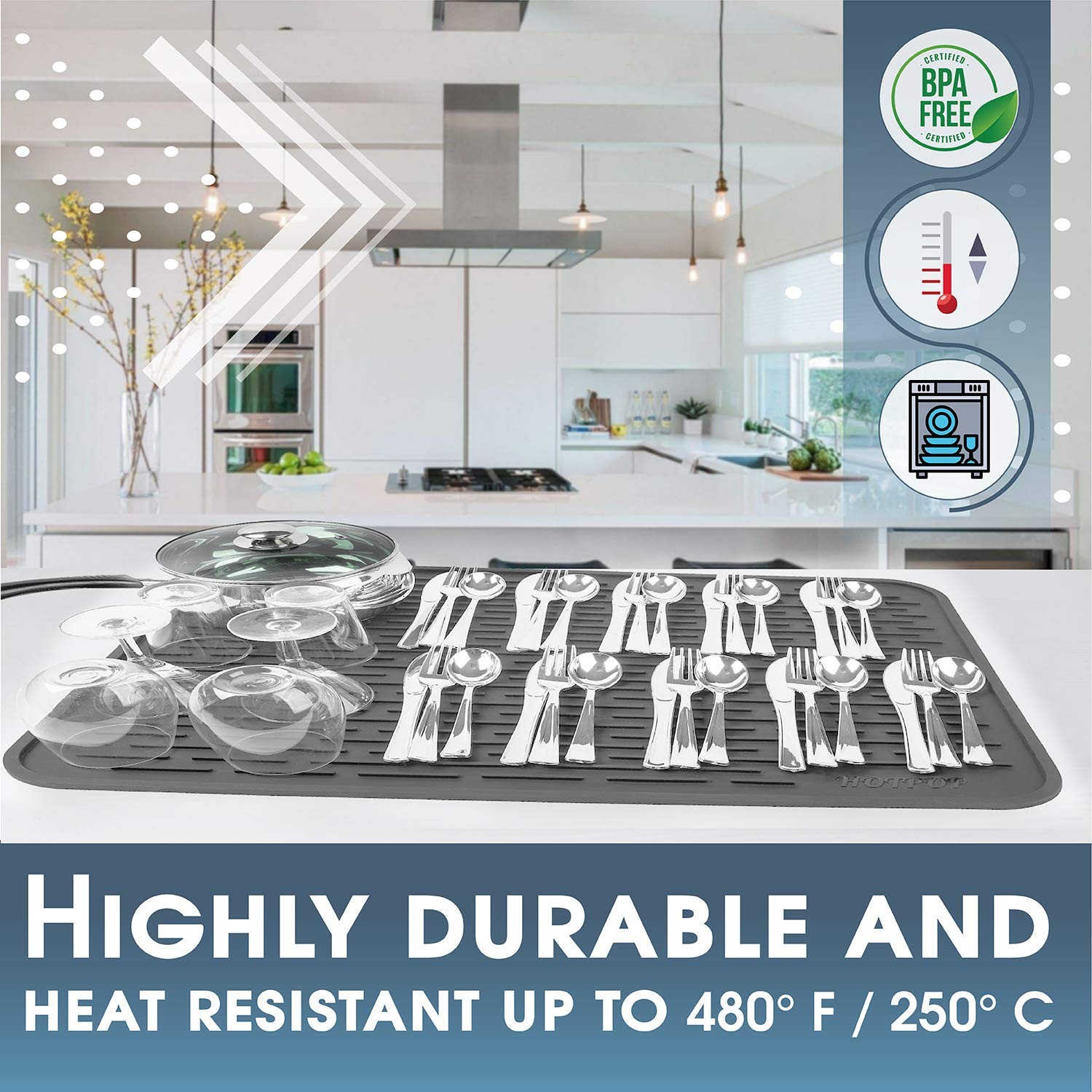 HOTPOP Large 18x16 Inches Super Sturdy Silicone Dish 18 inches x 16