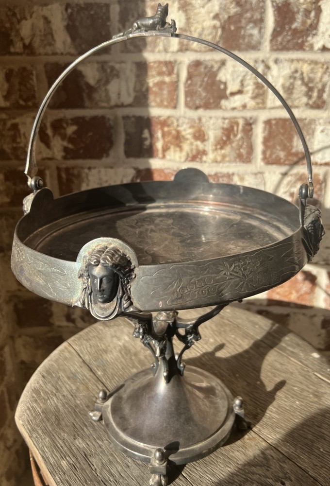 Silver Plate Cake Pan Wedding Fox, Faces, Rams