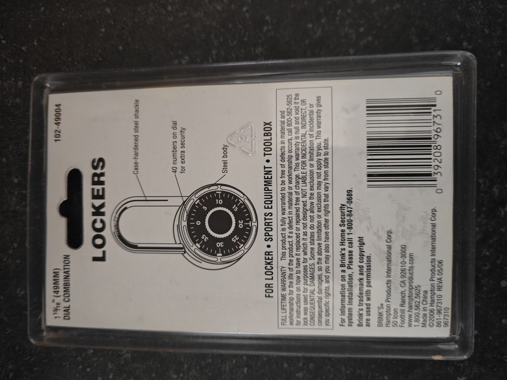 BRINKS DIAL COMBINATION LOCK ( NEW ) Green For Locker,Shed,Toolbox