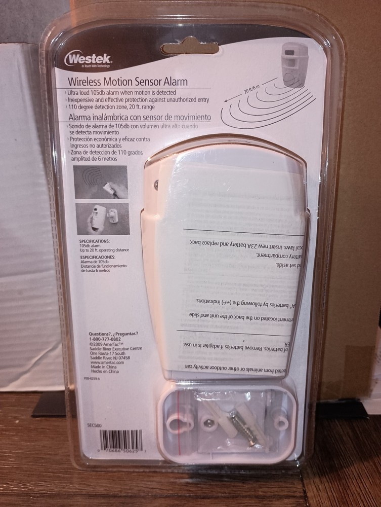Westek Wireless Motion Sensor Alarm SEC500 with 2 Remote Controls*NEW*