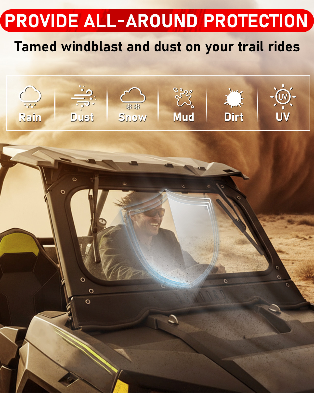 Heavy Duty Glass Windshield W/Vents for 2014-2018 Polaris RZR XP 900/RZR XP 1000