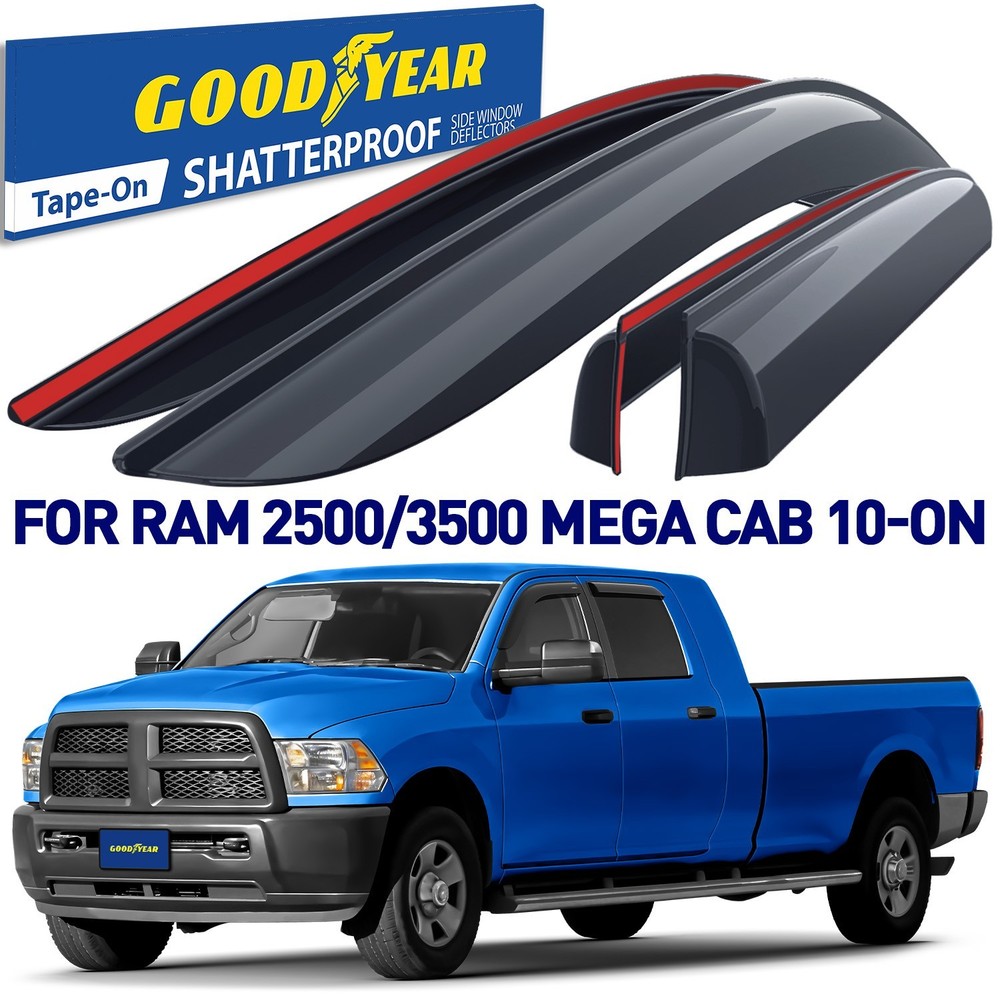 Side Window Deflectors Rain Guards for 2010-2026 Ram 2500/3500 Mega Cab