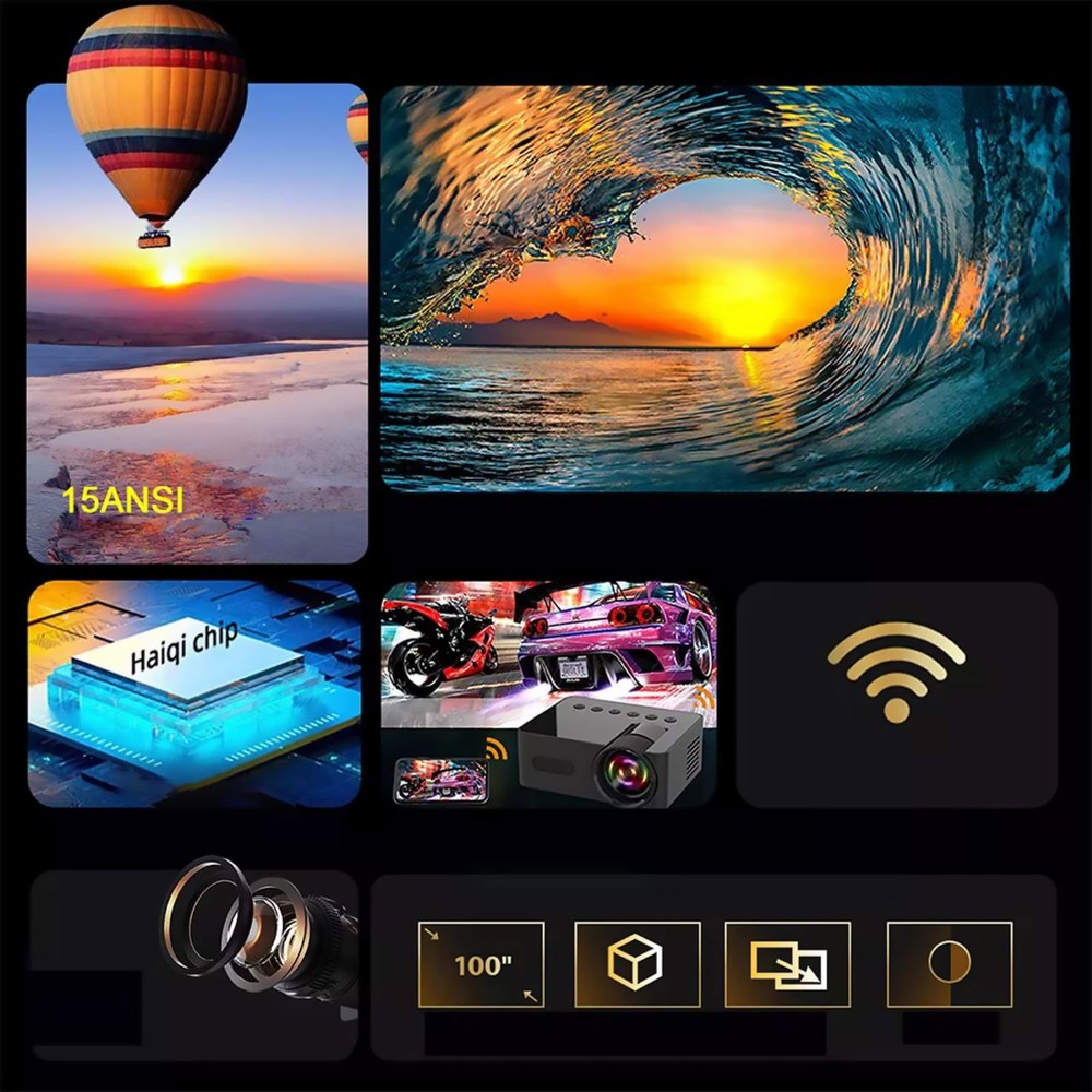Mini Wireless Projector 1080P HD 16:9 Projection Multi-devices Compatibility