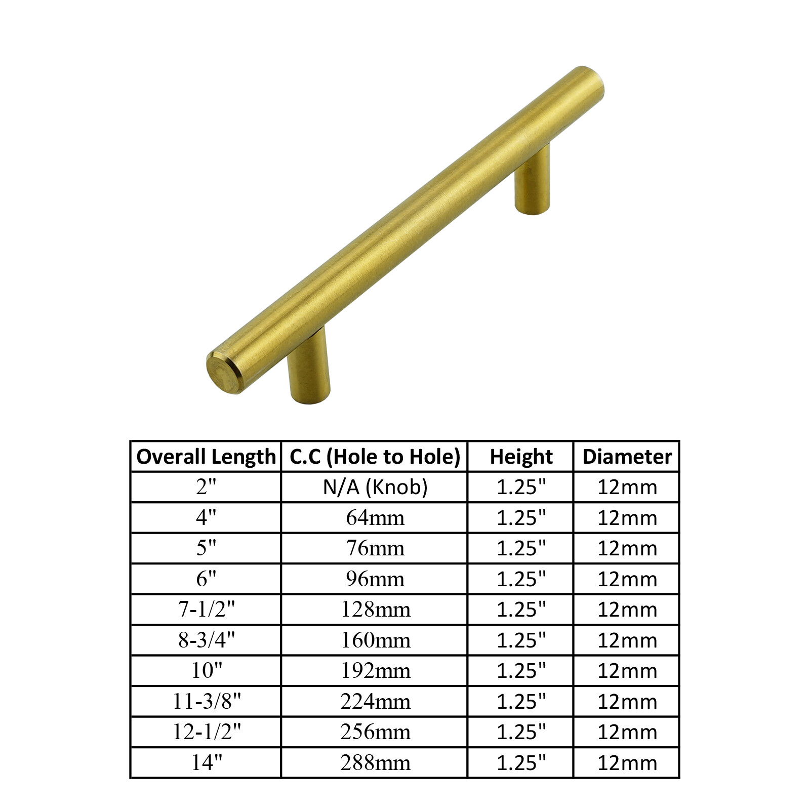 Gold Brushed Satin Brass Stainless Steel Bar Pulls Kitchen Cabinet Handles Knobs