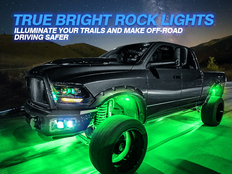 MICTUNING 2nd-Gen RGB LED Rock Lights Bluetooth 8 Pods Underbody Neon Lights Kit