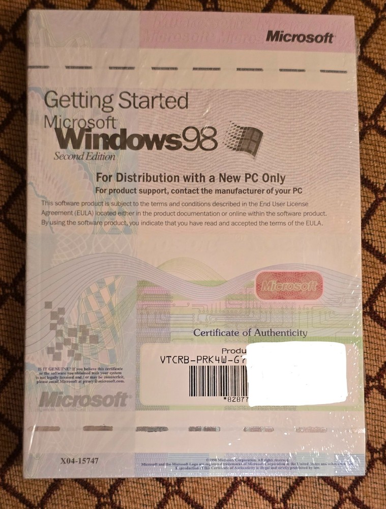 Factory Sealed Microsoft Windows 98 SE Second Edition OEM PC CD-ROM Vintage