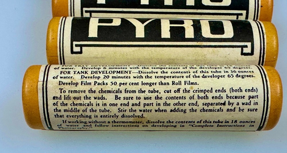 Vintage Pyro Developing Powders for plates or films.