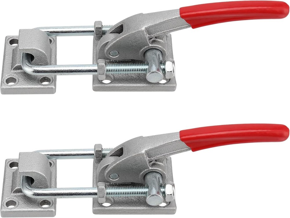 KEILEOHO 2 Pack U-Hook Latch Clamp, Heavy Duty Adjustable Toggle Red, Silver