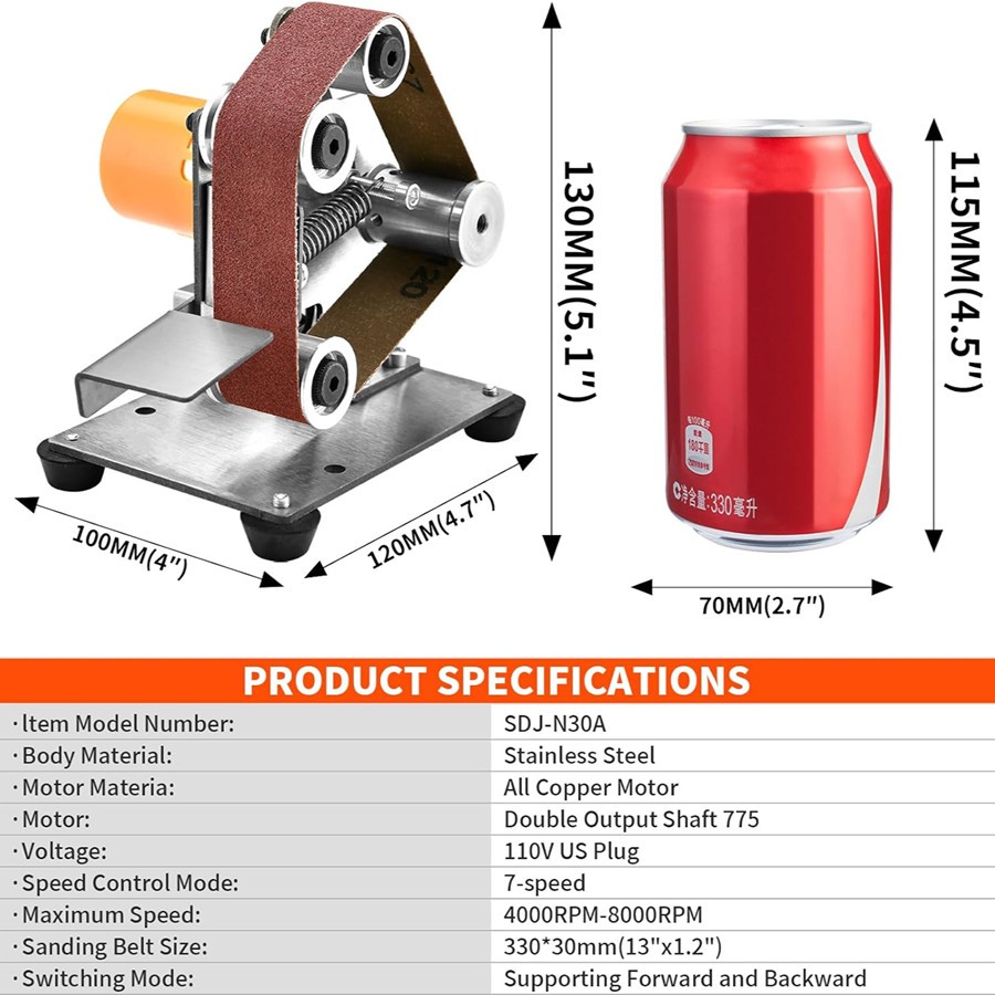 Mini Belt Sander 7 Adjustable Speed Table Polisher Buffer Handcraft System Kit