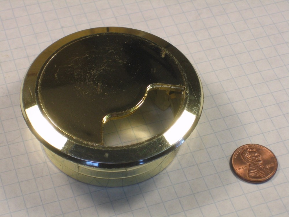 WIRE MANAGEMENT GROMMET, PLASTIC, 2-3/8" BORE DIAMETER, BRASS-PLATED