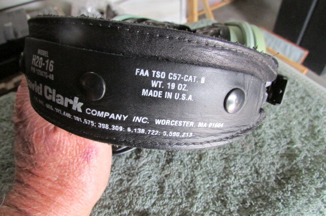 David Clark Model H20-16 Pilot Headset