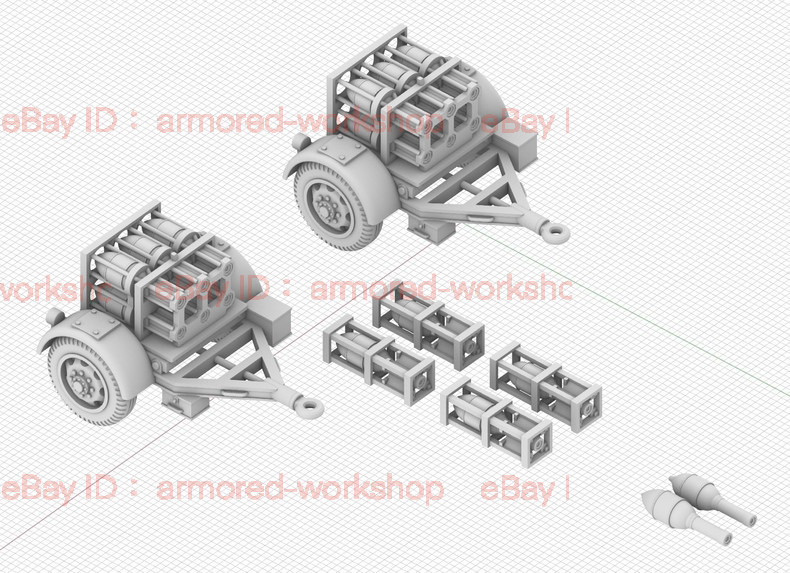 3D Printed 1/72 German 28/32cm rocket launcher trailer Unpainted /2pc