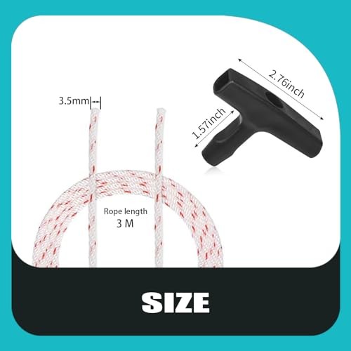New Recoil Starter Rope 3-Meter Pull Cord with Starter Handle Replacement for