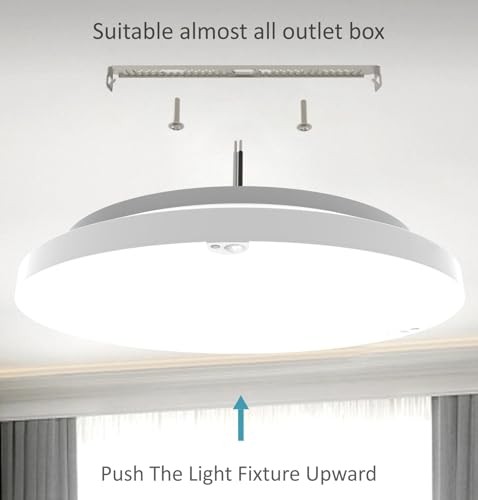 Motion Sensor Ceiling Light Indoor Wired 24W, 5 CCT 13 Inch White-Sensor