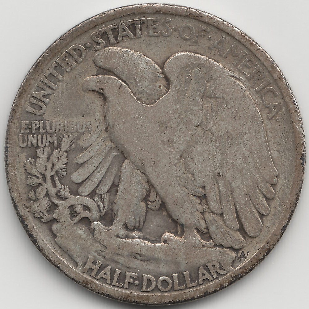 1916 Walking Liberty Half Dollar, VG, scratched
